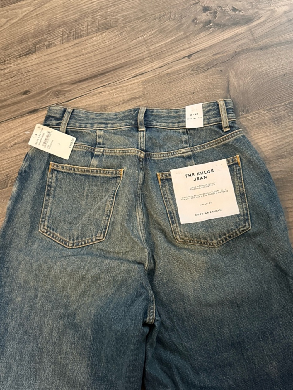 Good American The Khloé High Waist Patch Denim Straight Leg Jeans - Picture 10 of 10